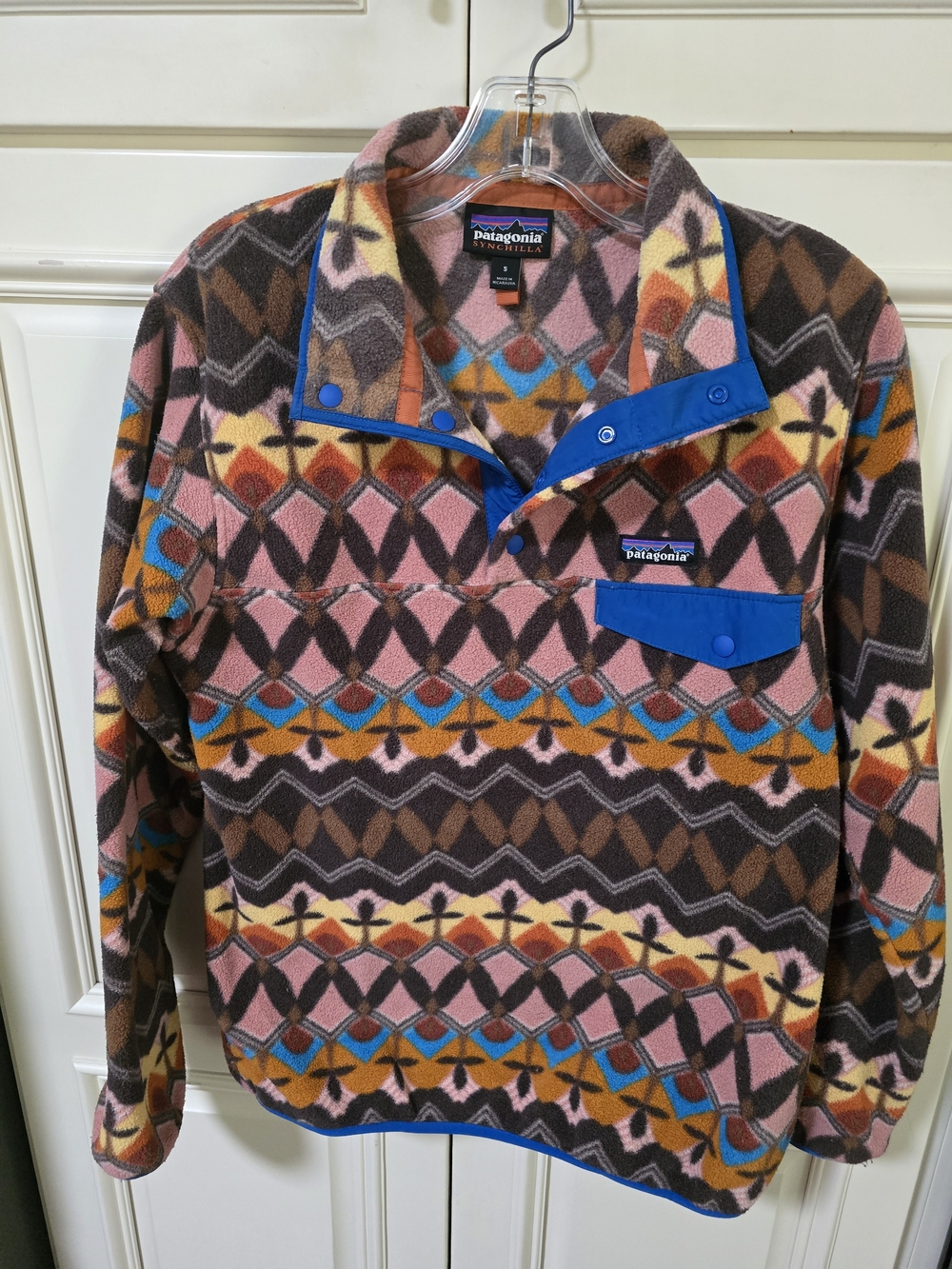 RARE Patagonia Synchilla Snap-T Fleece Pullover Anthos Pink Aztec Size Small